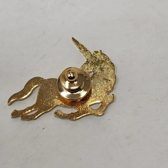 Avon Gold Tone Unicorn Pinback Pin Lapel Tie Tack Vintage Fashion Jewelry - Picture 3 of 4